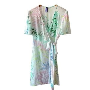 Seraphine Colorful Palm Print Wrap Maternity Dress